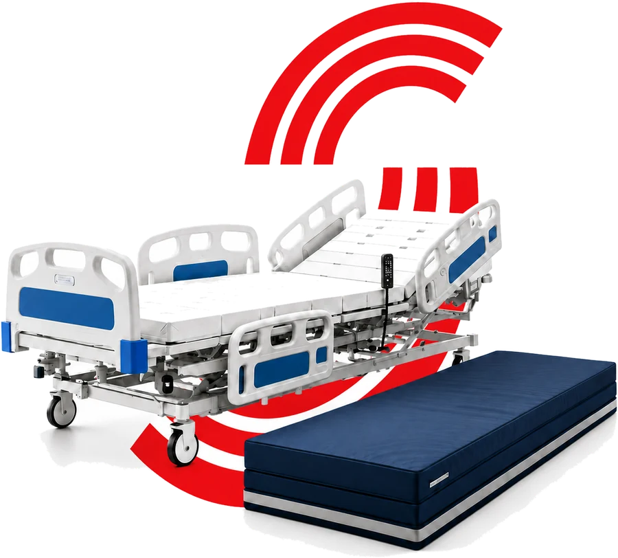 Cama hospitalar elétrica com colchão hospitalar