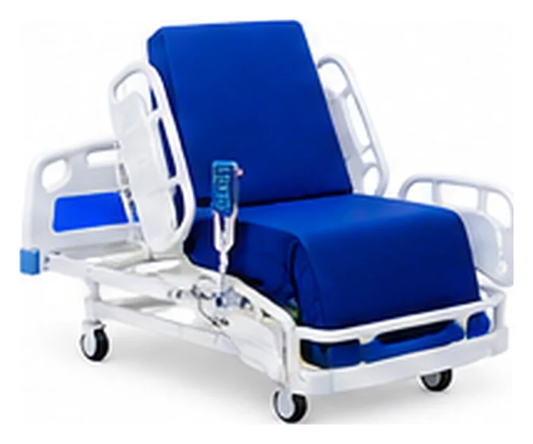 Cama hospitalar poltrona na posição sentada, com grades e controle elétrico