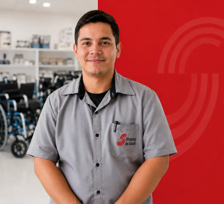 Consultor da Shopping da Saúde atendendo na loja